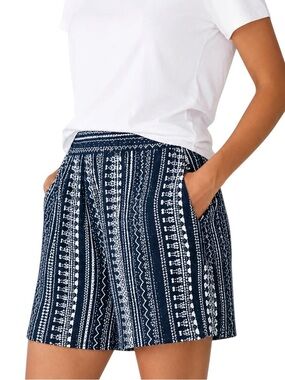 Robert Louis Blue White Geometric Southwestern Print Shorts XL